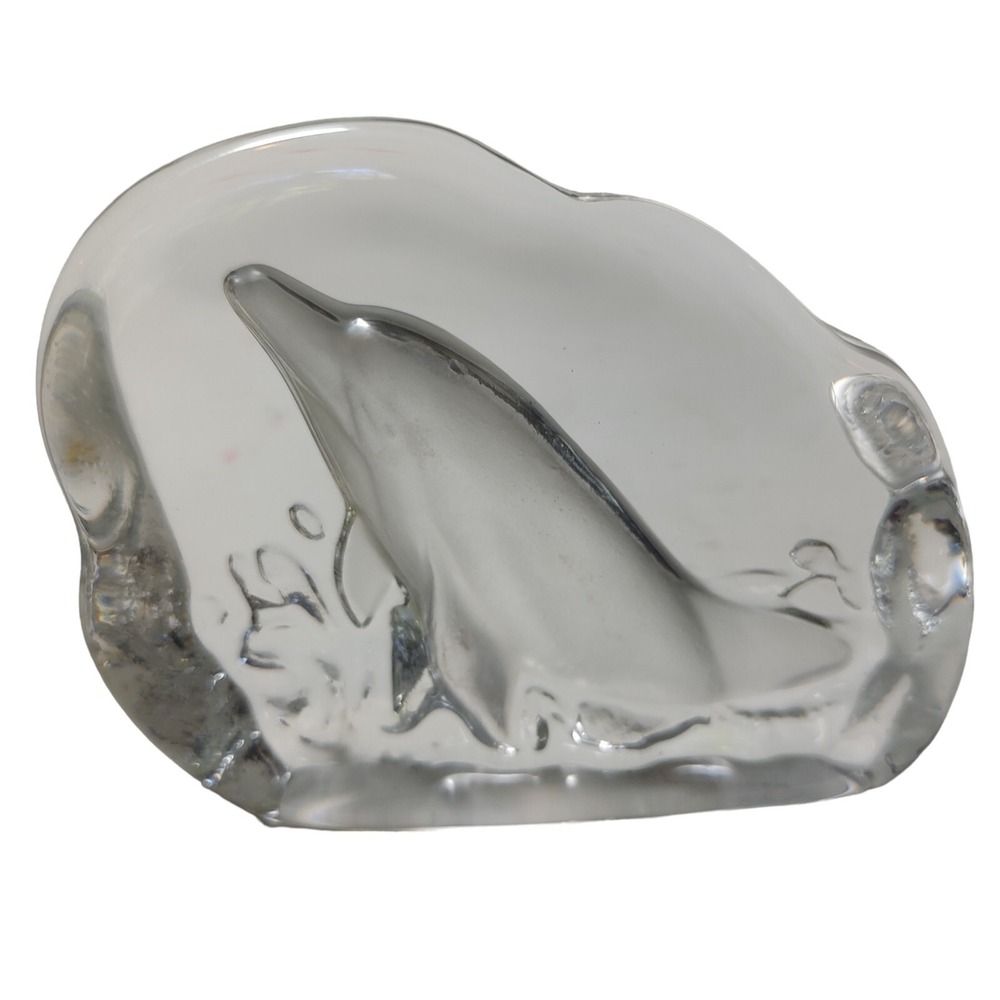 Cristal D Arques‎ Breaching Dolphins 3D Lead Crystal Paperweight Made In France